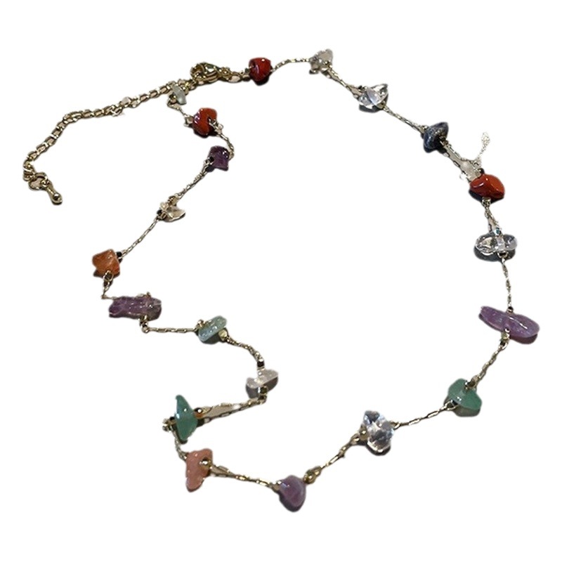 Colorful Raw Stone Necklace for Women Summer 2025 New Popular Clavicle Chain Simple Fashion Elegant Versatile Necklace