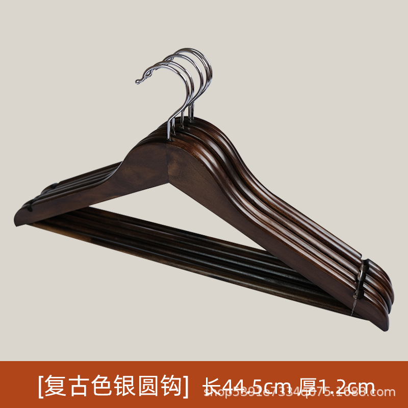 Picture of Wooden Clothes Hanger, Lotus Wood Clothes Hanger, Household Clothes Hanging, Retro Thickened Clothes Drying Rack, Hotel Clothes Hanger, Traceless Anti-Shoulder Corner