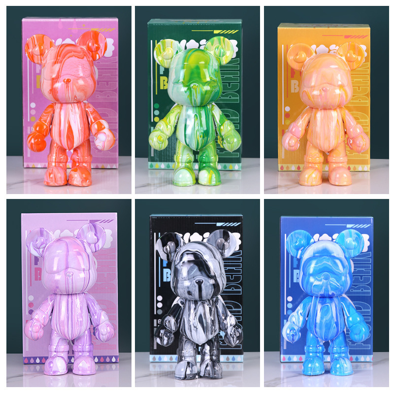 Picture of Internet Celebrity Fluid Bear Handmade DIY Material Homemade White Embryo Ornament Pigment Violent Bear Dye Painted Bear Gift
