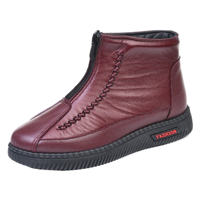 2023 New Cotton Shoes for Women in Autumn and Winter Fleece-Lined Flats Non-Slip Short Boots for the Elderly Warm Snow Boots for Middle-Aged and Elderly People