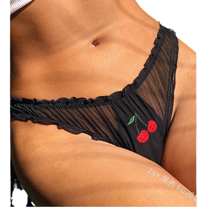 fine European and American transparent briefs ruffled embroidered cute mesh lace sexy underwear first-hand supply