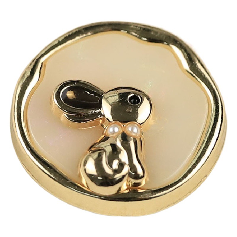 [Yisen] Xiao Xiang Cute Wind Rabbit Metal Button Tweed Coat Sweater Button Fur Coat Suit Buckle