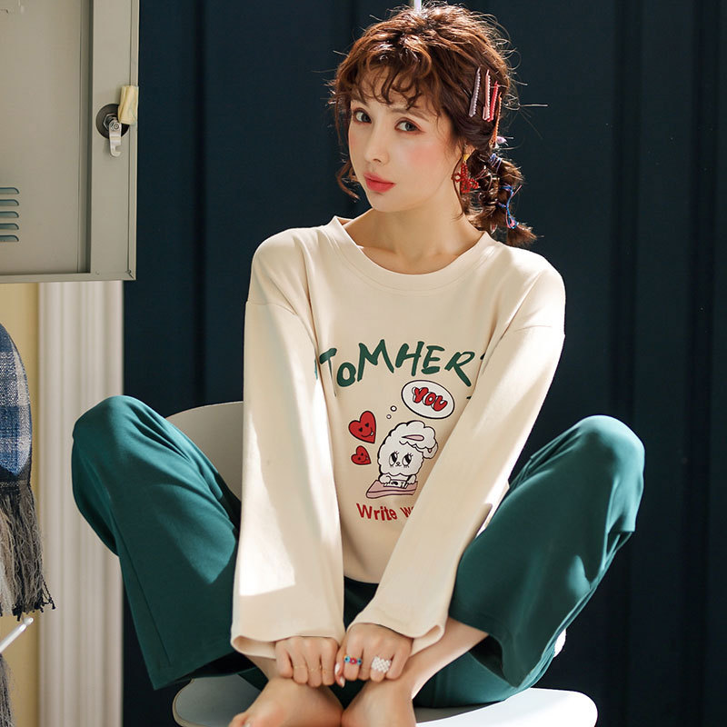 Picture of Wholesale spring and autumn winter pajamas women's thin long sleeve trousers cartoon cute wind small student home clothes suit