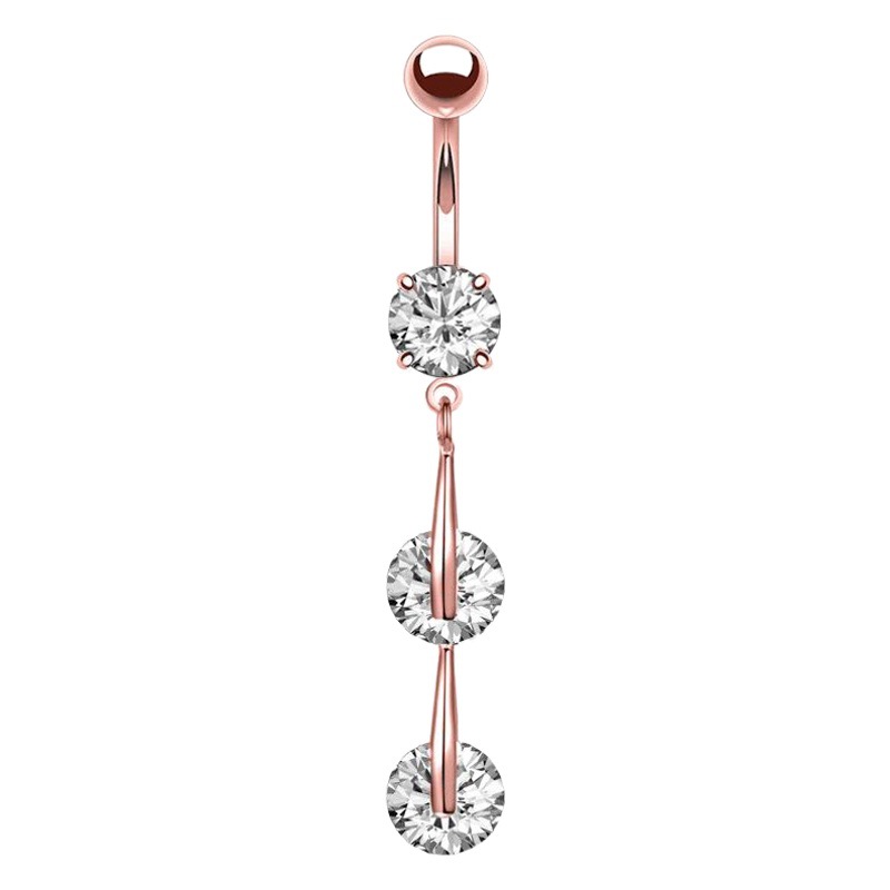 Cross-Border E-Commerce New Navel Ring, Creative and Exquisite 3-Connected Zircon Navel Nail Piercing Jewelry