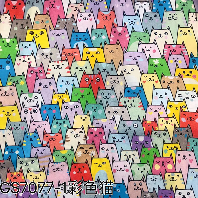 Abstract Cartoon Kitten 60 Count Cotton Digital Printed Fabric Kidsren's Clothing Pet Baby Clothes Bag Pure Cotton Printed Fabric