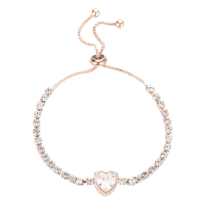 European and American Fashion Rose Gold Love Zircon Bracelet Versatile High-End Women's Alloy Diamond Bracelet Bracelet Bracelet Bracelet