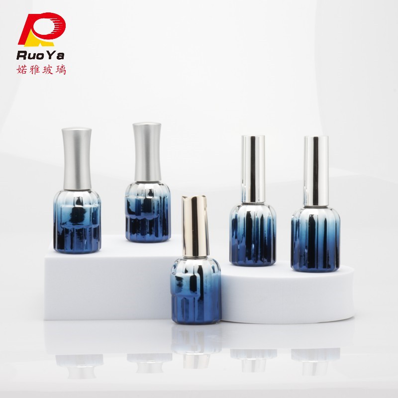 Nail Polish Nail Art Small Set of Phototherapy Glue Gradient Blue Armor Plating Process with Plastic Cover Flat Brush Glass Bottle