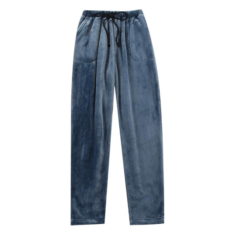 Autumn and Winter Thickeneded Flannel Pajamas for Men, Thickeneded Coral Velvet, Loose Large Size Home Pants, Straight Pants That Can Be Worn Outside