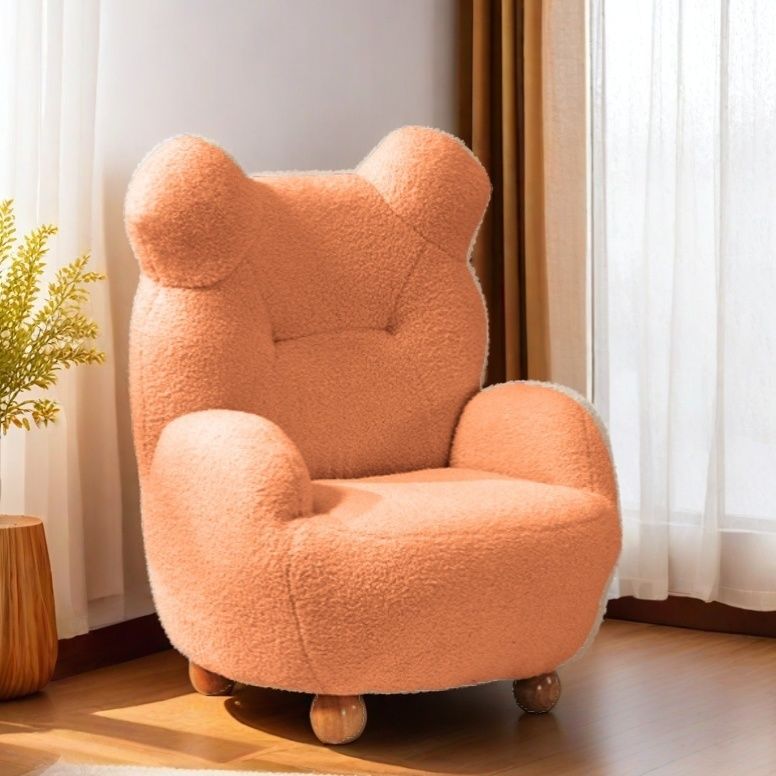 Picture of Bear Kids Sofa Sofa Chair Cartoon 3 to 6 Years Old Lamb Wool Single Seat Cute Lazy Baby Bedroom