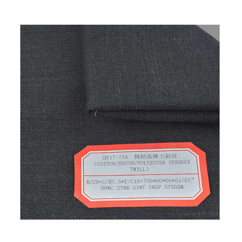 Cotton Viscose Polyester Stretch Twill Polyester Pants Fabric 27% Viscose 21% Polyester Stretch Pants Fabric