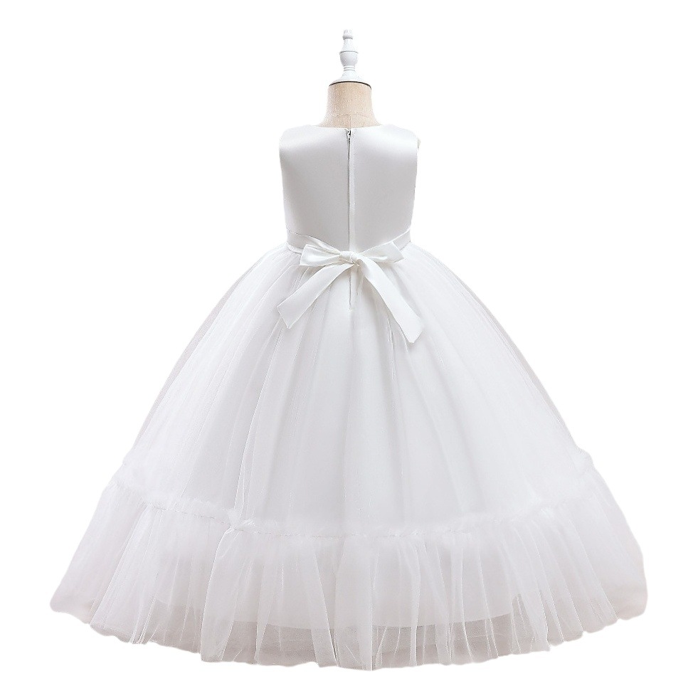 Amazon Children's Wedding Dress White Mesh Tutu Dress Big Children's Host Evening Dress Girls Princess Dress