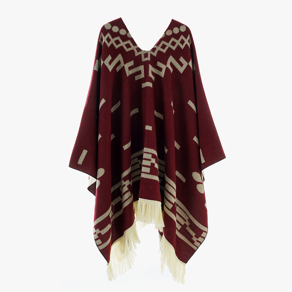 Picture of 2025 New Tassel Pullover Cape Outer Wear Shawl Warm Large Shawl Outer Wear High-end Geometric Pattern