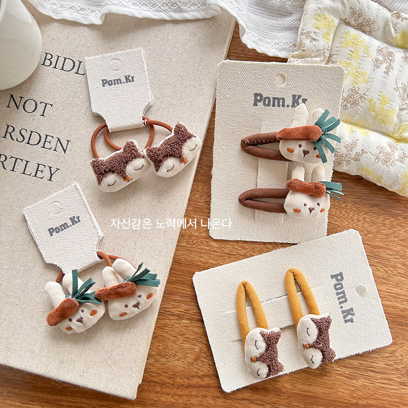 Korean Style Cute Cartoon Handmade Embroidered Hairpin Bangs Broken Hairpin BB Clip High Elastic Rubber Tendon Fabric Hairband Hair Accessories