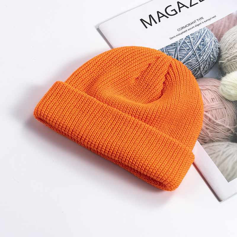 Picture of Melon Skin Hat Men's Korean Style Trendyy Autumn and Winter Woolen Hat Student Fashion Cuffed Yuppie Cold Hat Women's Brimless Knitted Hat