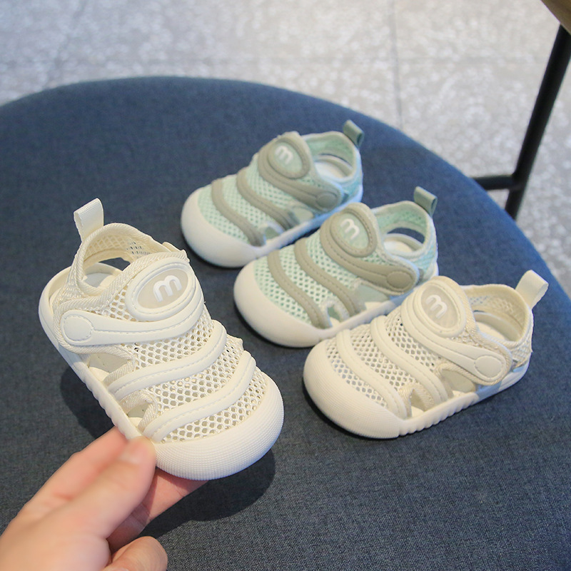 Baby summer sandals mesh breathable anti-kick baby shoes 1-2-3 years old boys and girls non-slip soft bottom toddler shoes