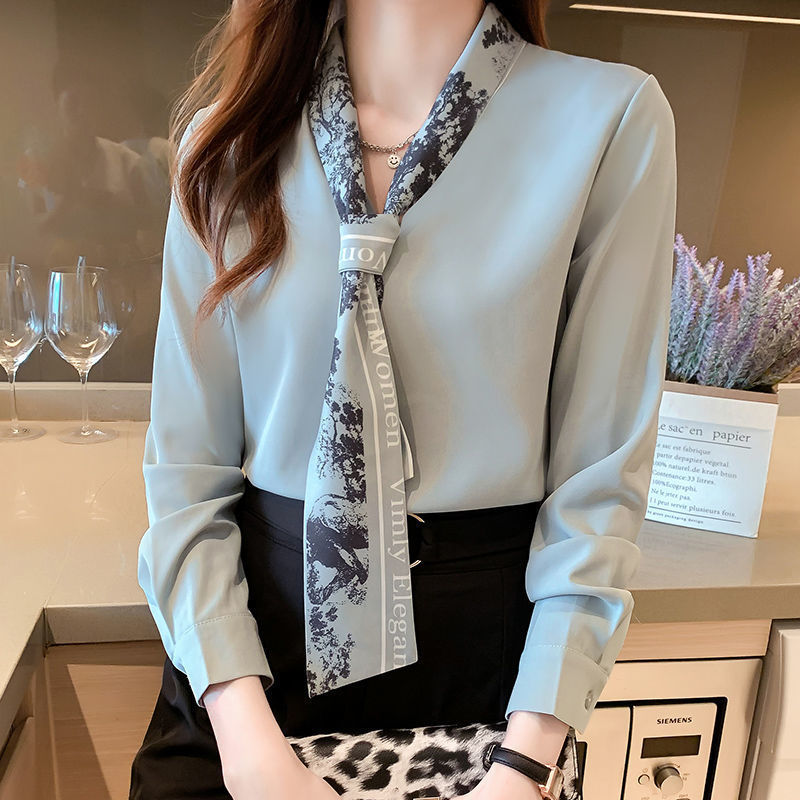 Autumn women's chiffon shirt women's spring and autumn 2023 early autumn long sleeve top fashion temperament shirt