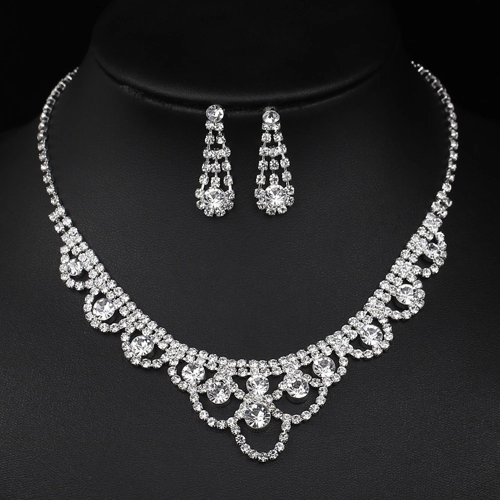 European and American fashion high-end temperament necklace earrings two-piece wave new bridal jewelry two-piece suit N6429
