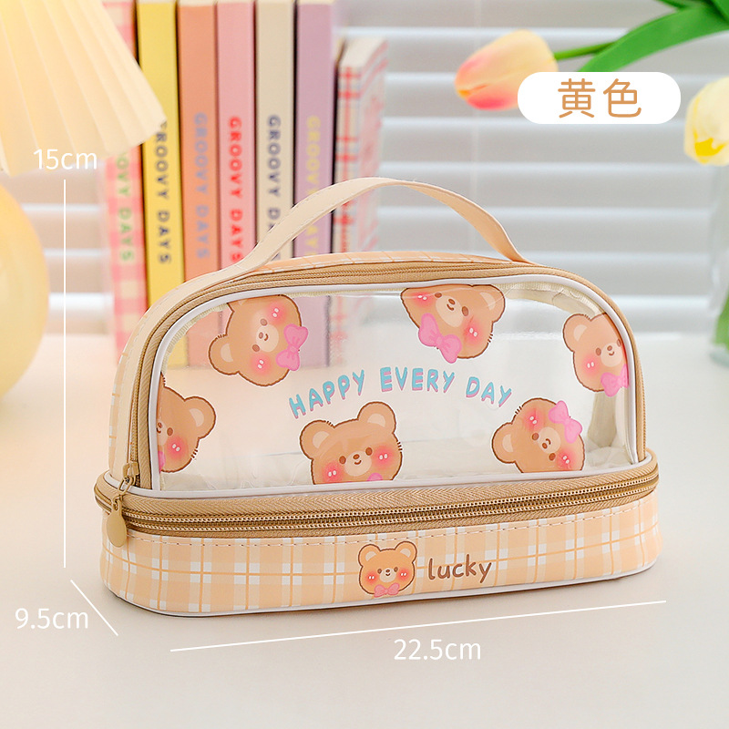 Picture of Opening season large capacity pencil case wholesale student portable pencil case female high color value 2 layer pencil case stationery storage bag