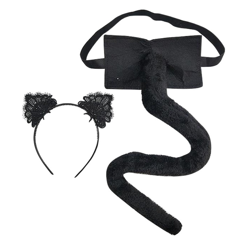 Cross-border Source Animal Headwear Halloween Cat Ear Hair Band Cute Adult Plush Tail suit Dress Up Female