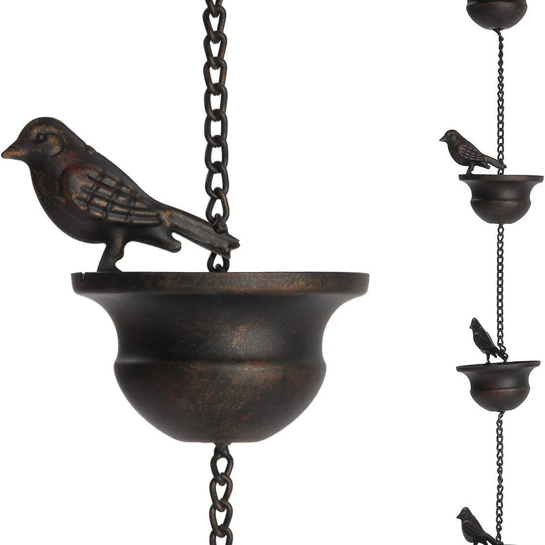 Mobile Birds on Cups Rain Chain Mobile Birds outdoor Rain Chain outdoor decorative hanging Chain