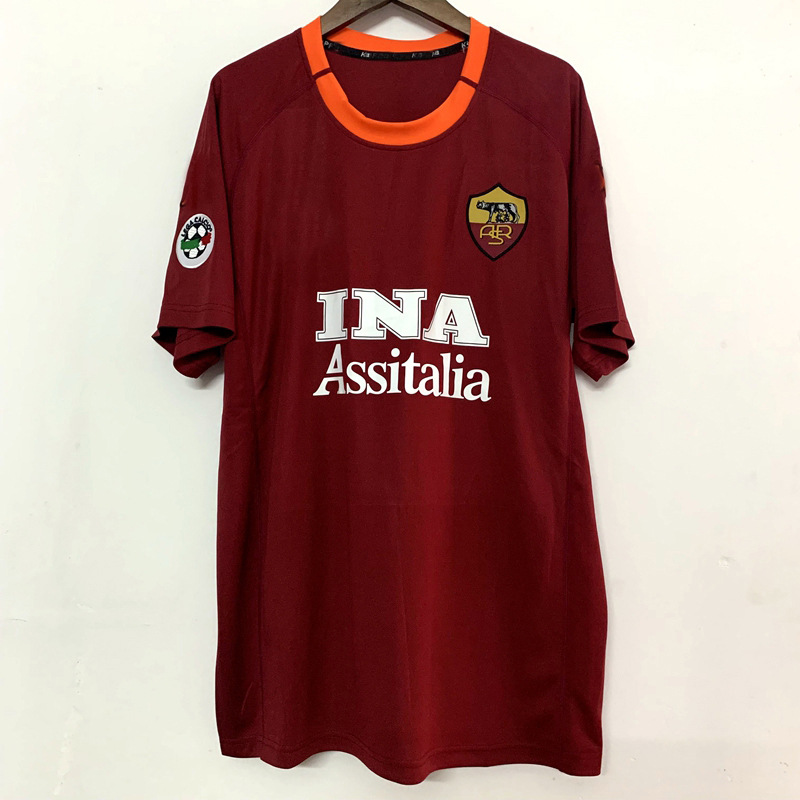 Picture of 2000-01 season Rome home jersey No. 18 Batistuta No. 10 Totti vintage football shirt short sleeve