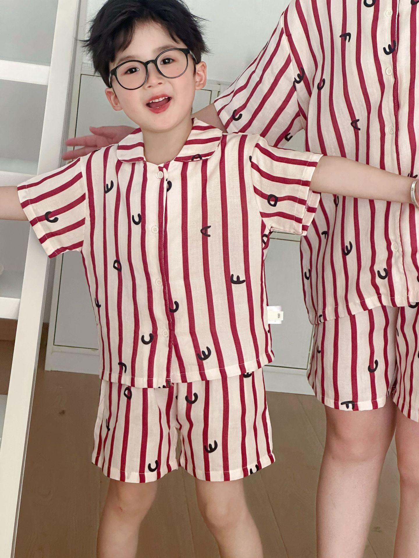Picture of Children's Pajamas Summer Class A Parent-child Short-sleeved Shorts suit Boys and Girls Gauze Thin Home Clothes Baby Pajamas
