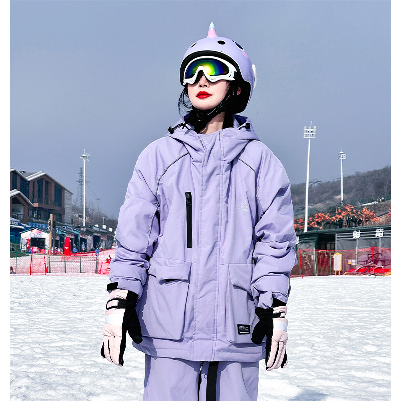 Picture of Ski Resort Rental Winter Waterproof Zipper Velcro Ski Suit for Men and Women Reflective Strip Warm Thickened Mountaineering Jacket
