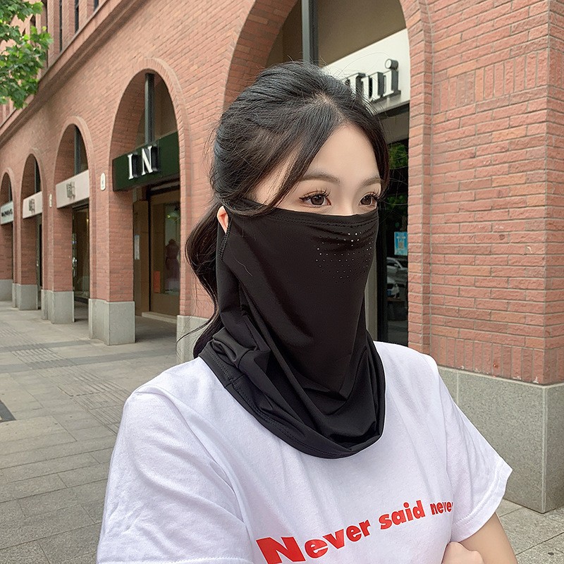 Spring and Summer Ice Silk sun protection ear mask men and women Sun Protection full face UV protection long neck protection scarf cycling veil