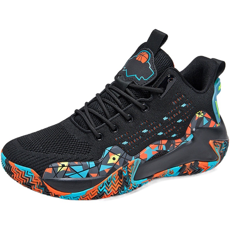 Cross-border foreign trade plus size 48 basketball shoes men's flying woven breathable wear-resistant practical Youth student running sneaker