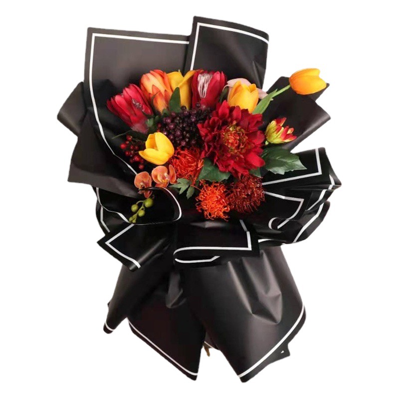 Flower Wrapping Paper Phnom Penh Jelly Film Black and White Foggy Face Hansu Rose Bouquet Wrapping Flower Material Flower Shop Wrapping Paper