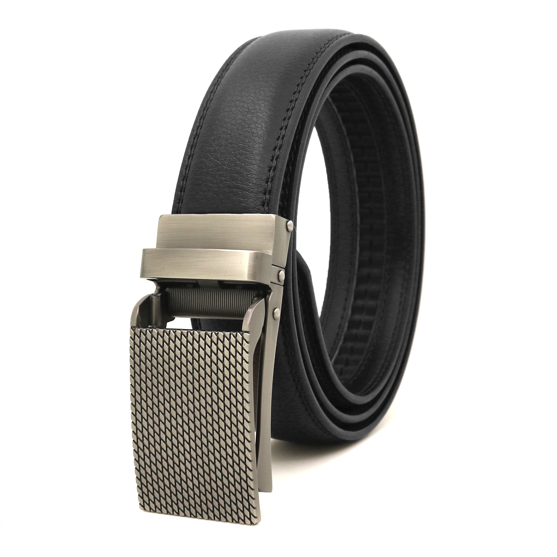 Picture of Japanese and Korean men's automatic buckle belt reverse pull buckle two-layer cowhide leather belt business Foreign Trade factory wholesale