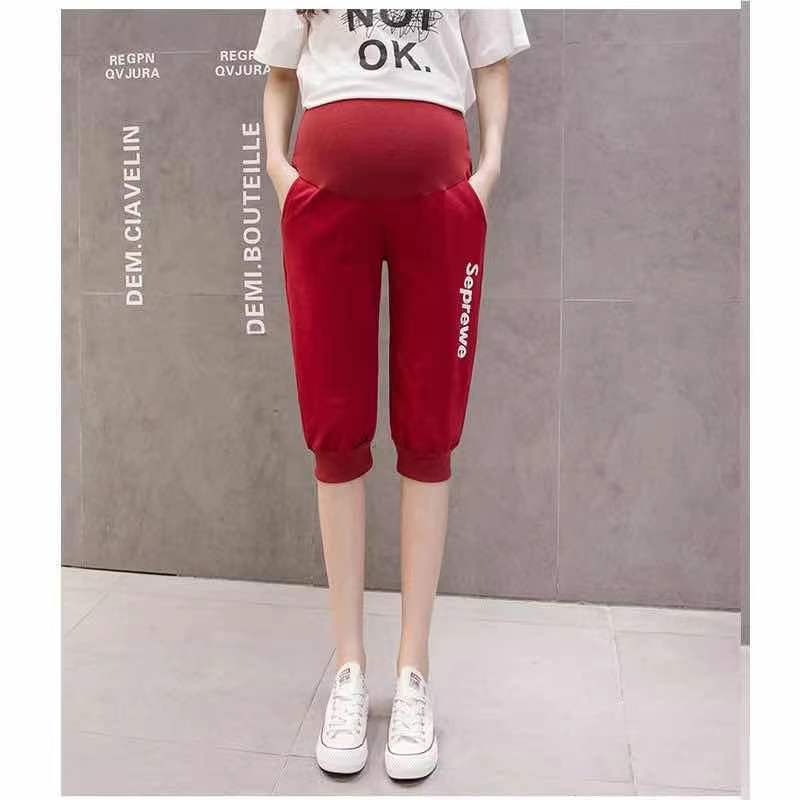 Picture of Pregnant Women's Capri Pants Cotton Spring and Summer Thin Leggings Casual Shorts Fashion Outer Wear Trendy Mom's Capri Pants