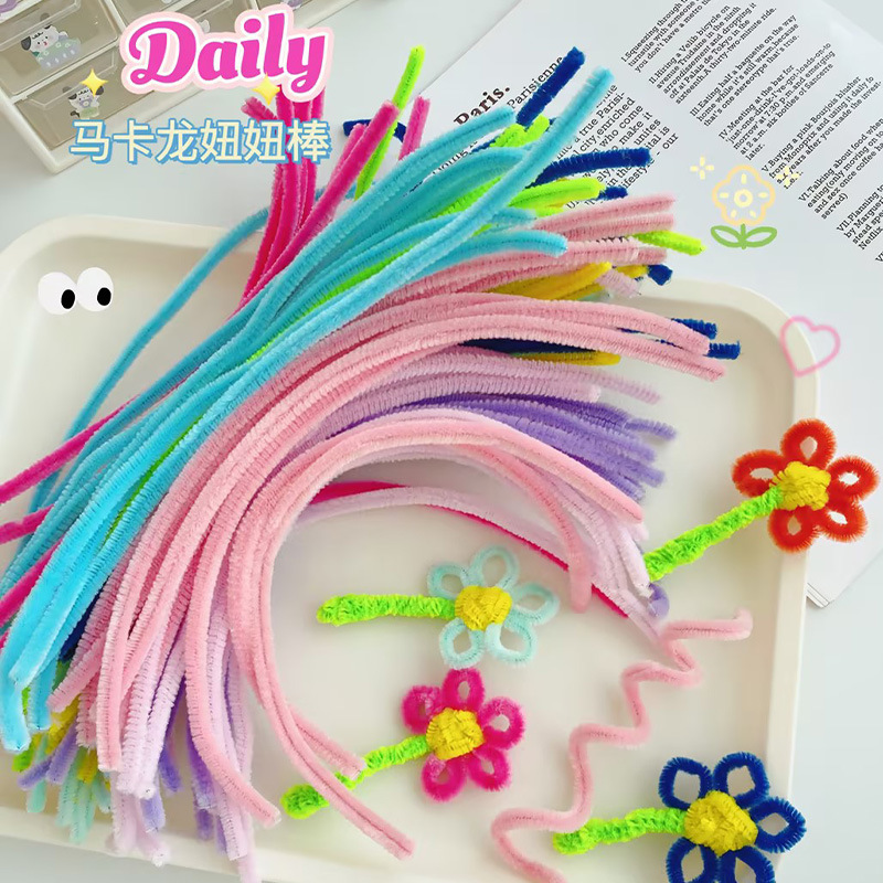 Colorful Macaron Hair Root Encryption Handmade Hair Root Twisting Stick DIY Kidsren's Toy Making Art Material Package