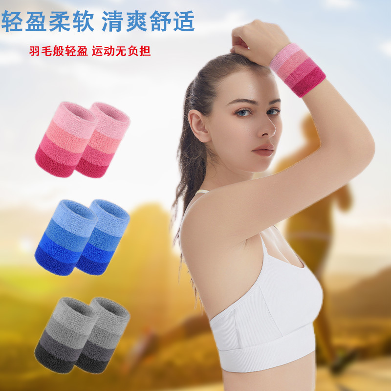 Gradient Color Wristband Sweat-Absorbent Cotton High-Elastic Terry Wristband Sports Sweat Towel Fitness Sweat-Absorbent and Quick-Drying