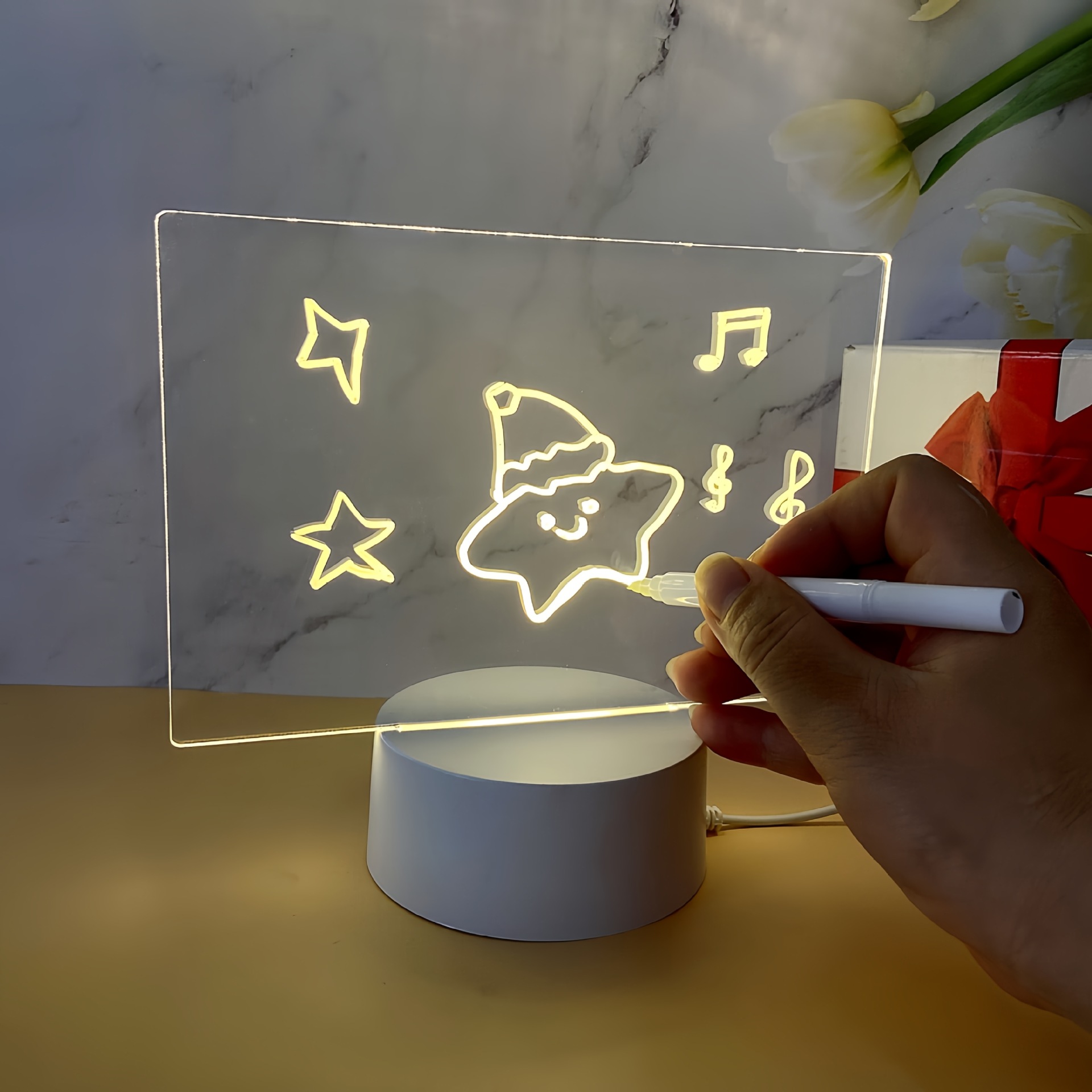 Creative diy writing board nightlight erasable message board acrylic desktop atmosphere light hand-painted fluorescent board