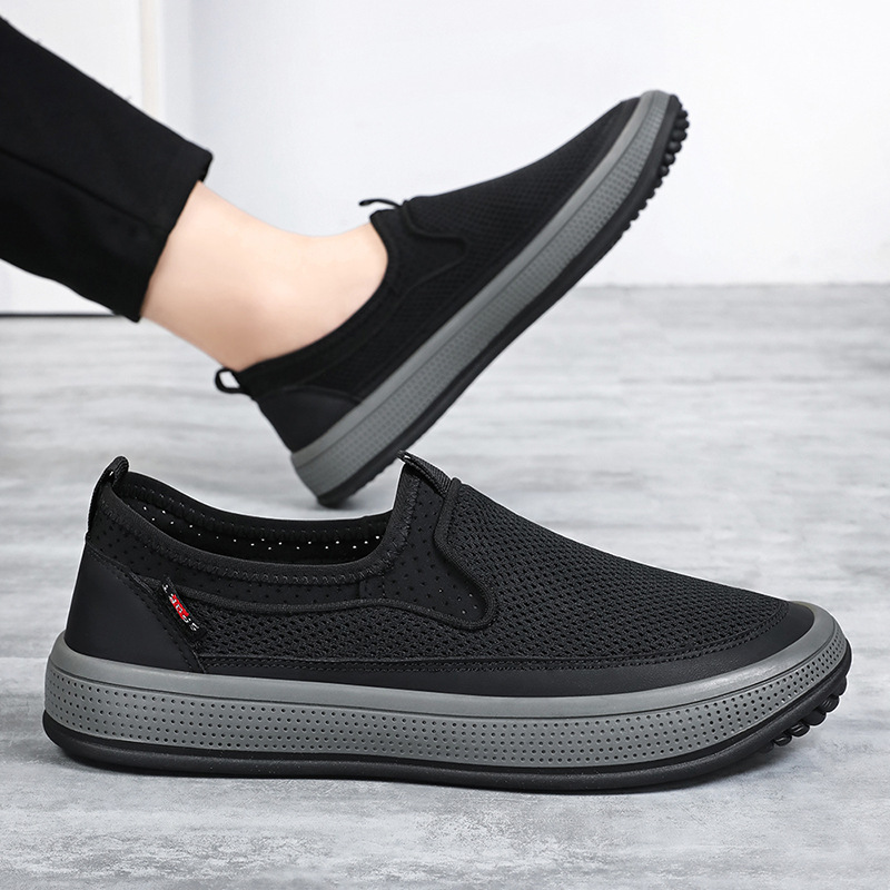 Men's Mesh Shoes 2025 Summer New Cross-Border Wholesale Solid Color Versatile Single Shoes Breathable Soft Sole Lightweight Casual Shoes for Men