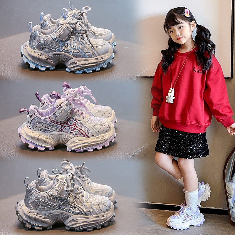 Children's shoes boys' sneakers 2025 new spring and autumn children's mesh shoes soft soles running breathable dad shoes travel shoes