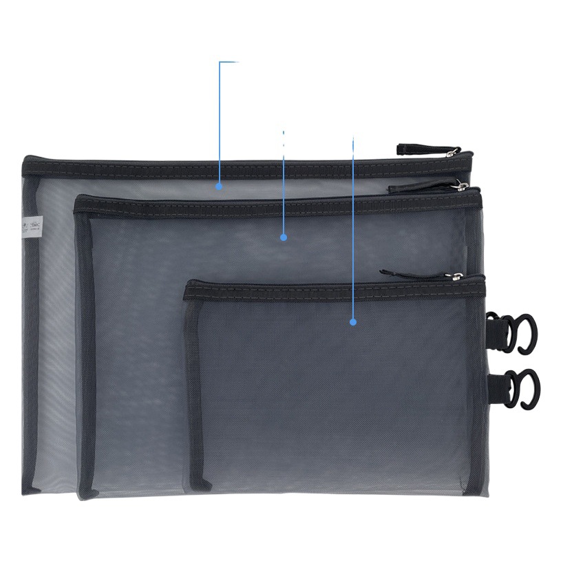 Japanese Eco-friendly Encrypted A4 Thickened Nylon Mesh Information Bag Transparent Large Capacity Storage Bag Zipper File Bag