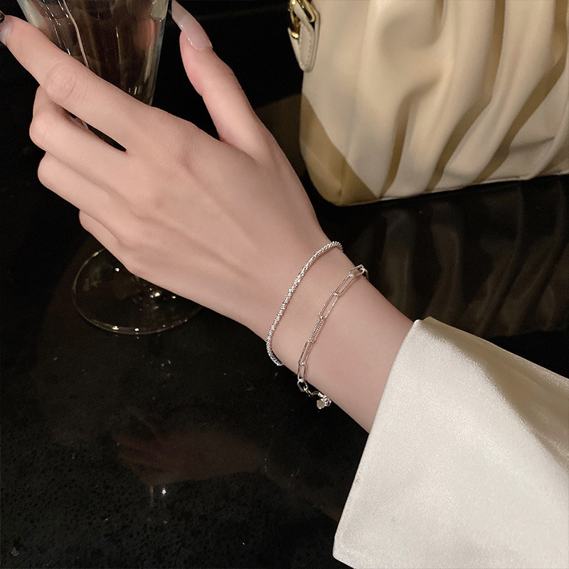 Picture of Silver Color Ring Bracelet Women's Summer ins Niche Design Fashionable Simple Hand Rope ins Cold Wind Sparkling Jewelry