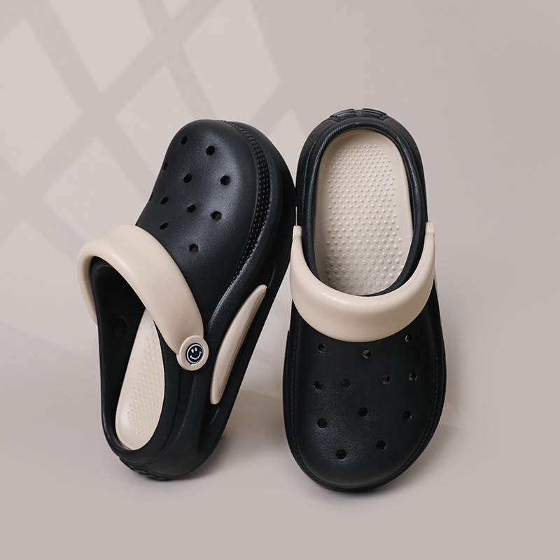 Picture of S052 Contrast Color Height-increasing Hole Shoes for Women Summer Height-increasing Feeling of Stepping on Shoes Can be Wearable for Men's Indoor Eva Anti-skid
