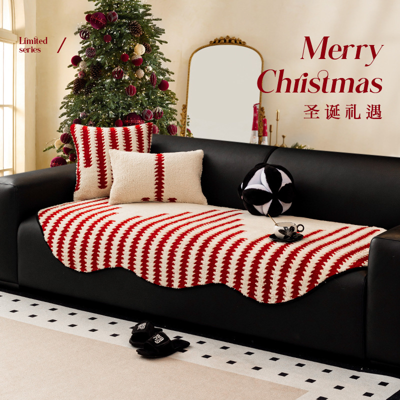 New Year Atmosphere Special-shaped Sofa Cushion Autumn and Winter Plush Straight Row Leather Sofa Cushion High-grade Irregular Cover Cloth