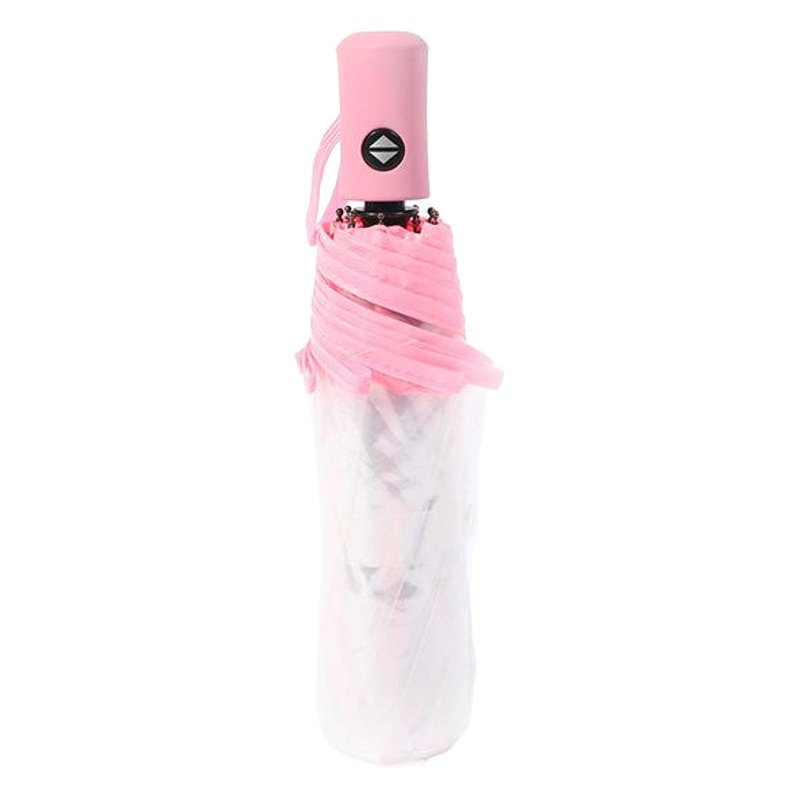 Fully Automatic Transparent Umbrella Folding 70% off Colorful Handle for Women, Logo Printable, White, Factory Direct Sales, Cross-Border Exclusive Supply