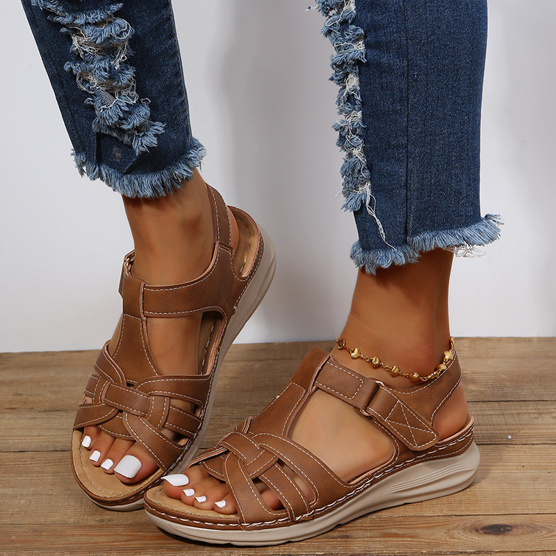 European and American sandals women's 2023 Summer new foreign trade plus size wedge comfortable casual cross-border sandals in stock wholesale
