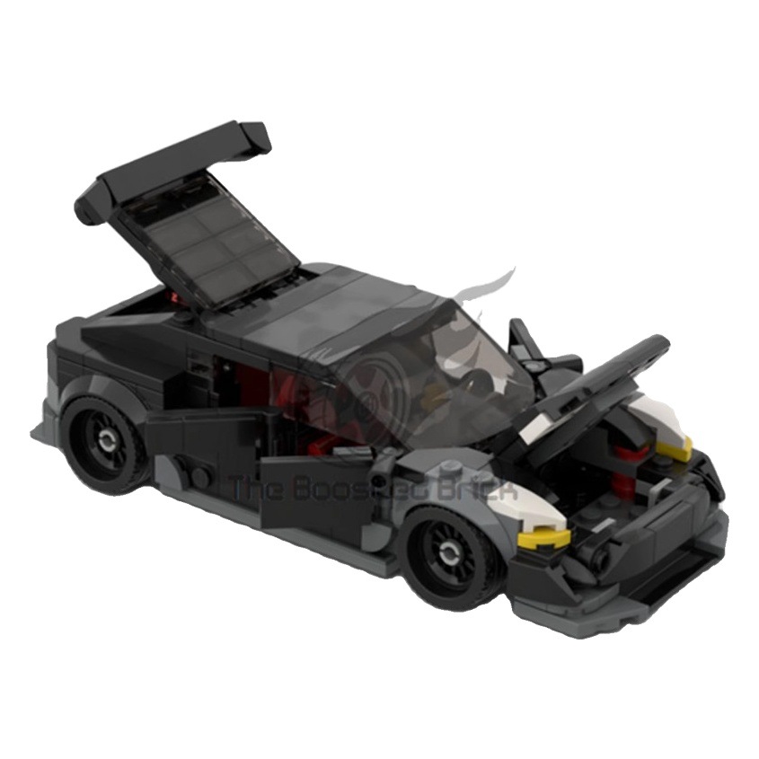 MOC compatible with Lego building blocks Tesla Model 3 Racing Model speed8 grid car puzzle assembled toy