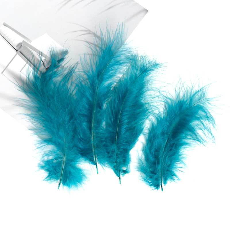 Picture of Feather Decoration Colorful Turkey Hair Pointed Tail Velvet Dream Catcher Material Wave Ball Gift Box Filler Shooting Props