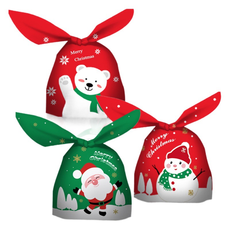 Christmas candy biscuit packaging bag rabbit ears self-sealing bag snowflake crisp nougat cookies creative gift bag