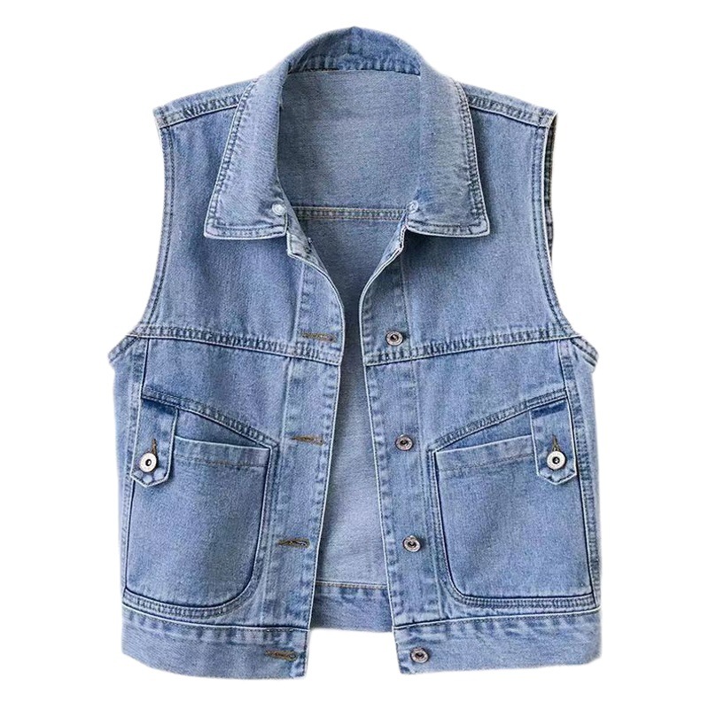 Picture of Easiest for Match Lapel Casual Denim Vest Women's 2025 Spring and Autumn Student Short Slim Sleeveless Jacket Waistoutwear