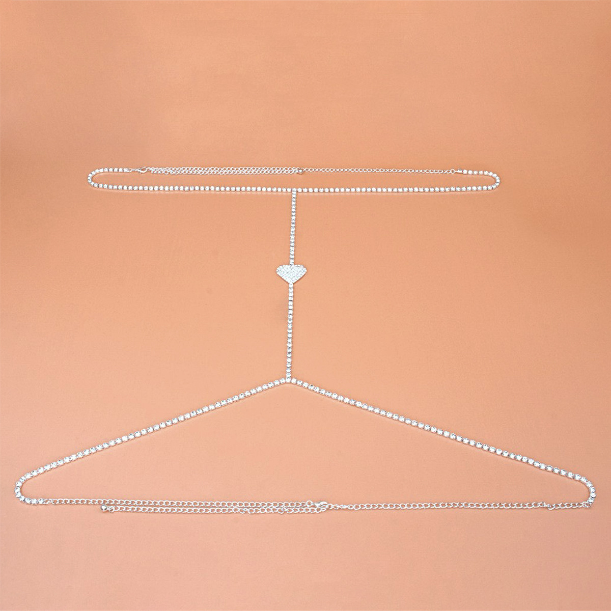 Picture of European and American fashion rhinestone love chest chain women's nightclub beach sexy bikini diamond body chain