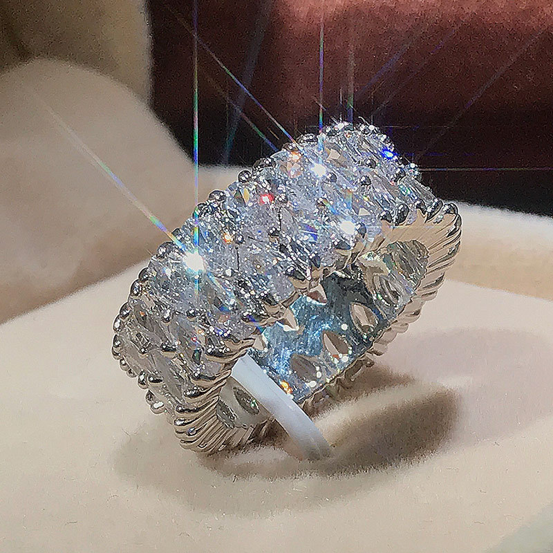 European and American fashion style hot sale New AAA grade double row drop shaped zircon ring fashion ring accessories
