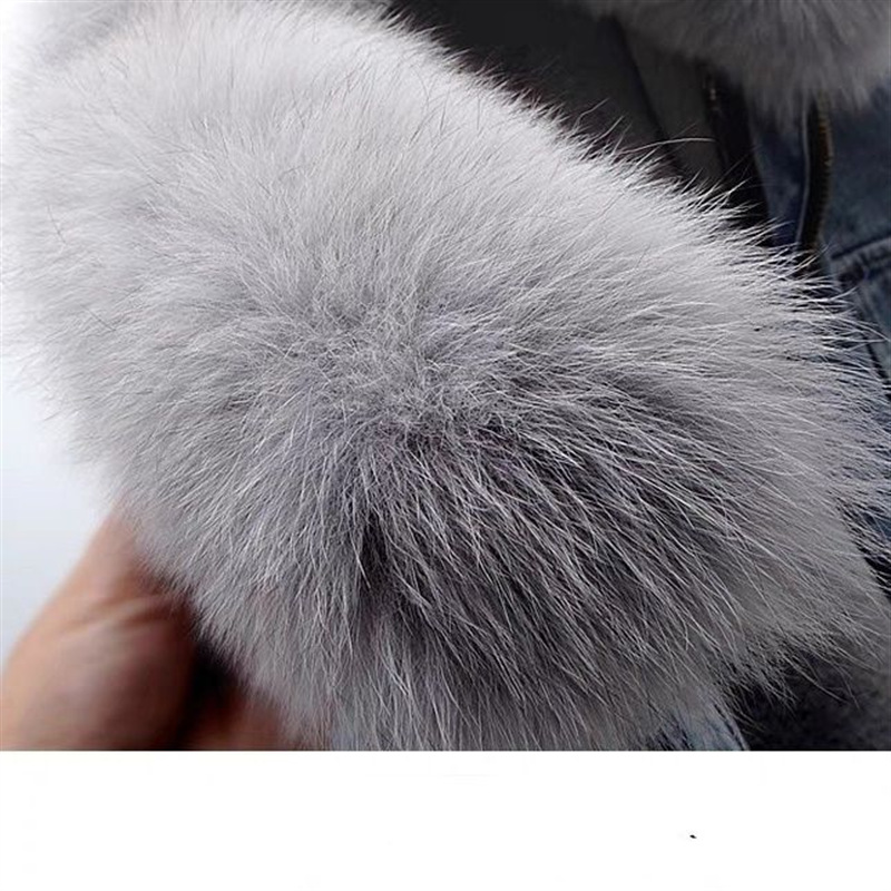 Picture of 2023 autumn and winter New detachable faux fox fur rabbit fur liner Denim coat women's short top parka clothes